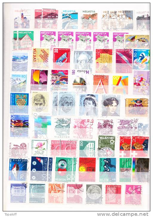 Timbres de Suisse sur pages de classeur