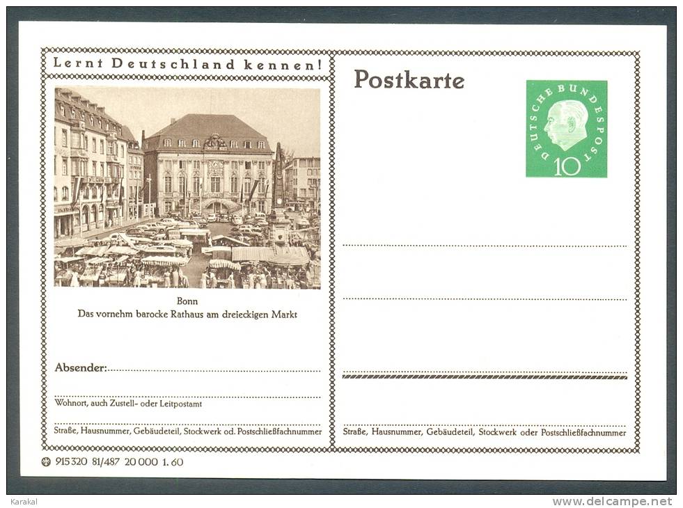 Germany Postkarte Lernt Deutschland Kennen! Bonn Rathaus Am Dreieckigen Markt MNH XX - Illustrated Postcards - Mint