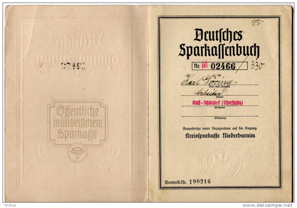 Sparbuch - Sammlung ab 1918 !!! Berlin und Umgebung , Schorfheide , Sparkasse , Bank , Geld !!!