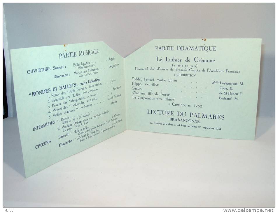 Institut De L'Enfant Jesus. Proclamation Solennelle Année 1936-1937.  Programme + Dépliant De Cours. - Diploma & School Reports