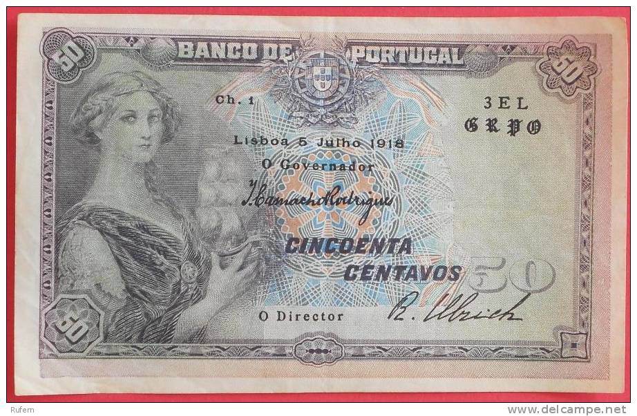 PORTUGAL  50  CENTAVOS  1918    -    (N1026) - Portugal