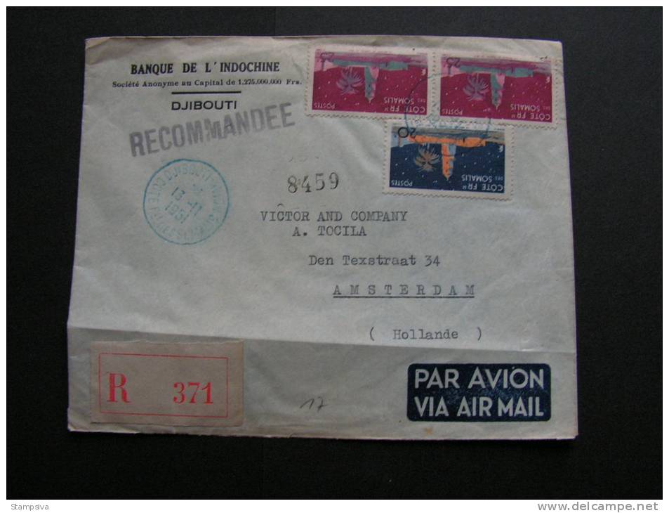 == Somalia, Indochine Bank To Amsterdam  R-cv.1951 - Sonstige & Ohne Zuordnung