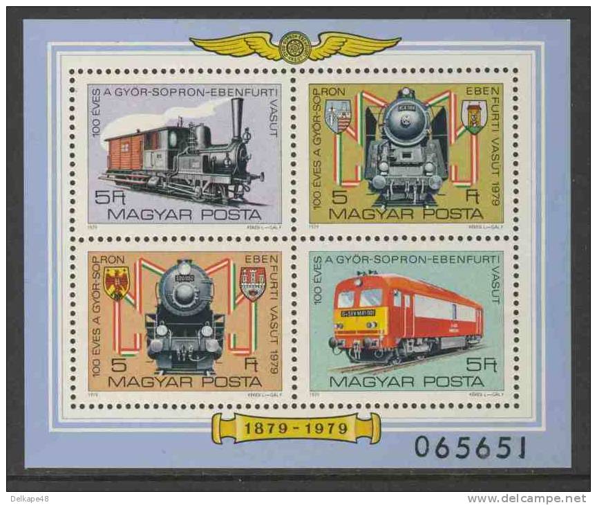 Hungary Ungarn 1979 B139 - Mi 3378 /81 ** Cent. Of Gyor-Sopron-Ebenfurt Railway / Raab-Oedenburg-Ebenfurter Eise - Ungebraucht