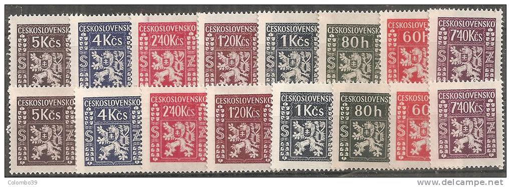 Cecoslovacchia 1947 S Nuovo** - Yv.8/15 X2 - Francobolli Di Servizio