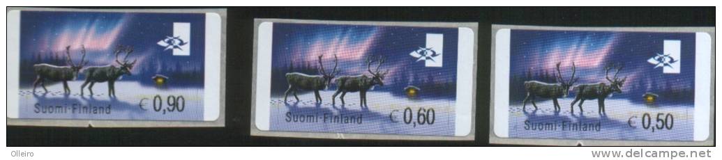 Finlandia Finland 2002 ATM  Renne (0,50-0,60-0,90) Reindeer Rentier 3 Stamps  ** MNH - Automatenmarken [ATM]