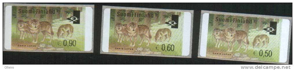 Finlandia Finland 2002 ATM  Lupi (0,50-0,60-0,90) Wolves Wolfe 3 Stamps  ** MNH - Automatenmarken [ATM]