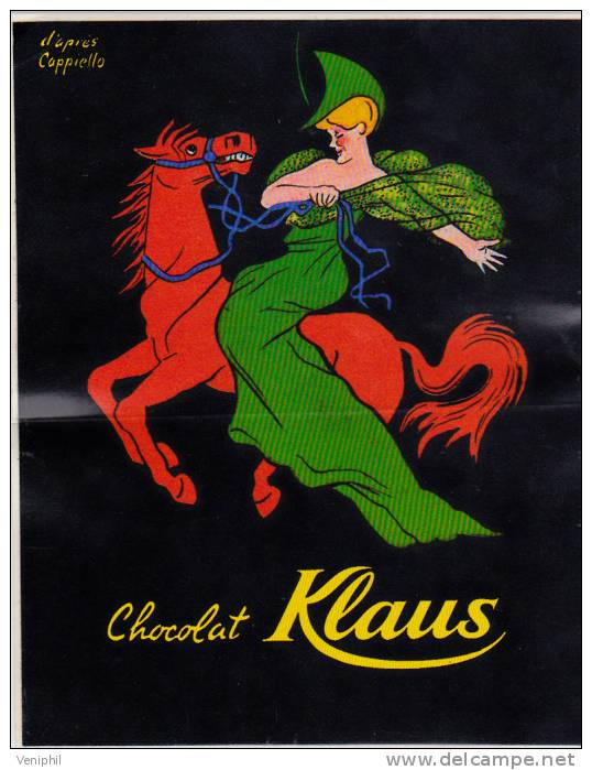 AUTOCOLLANT PUBLICITAIRE CHOCOLAT KLAUS  D'APRES CAPPIELLO - Altri & Non Classificati