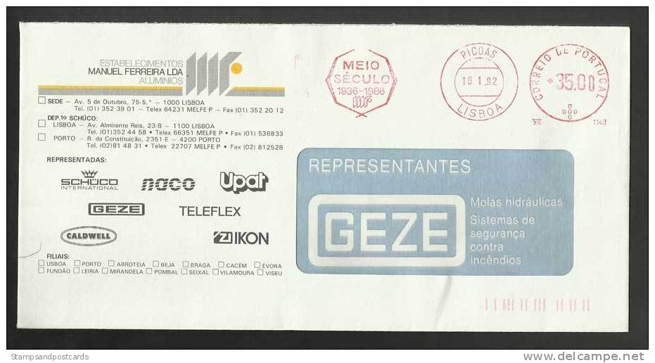 Portugal EMA Cachet Rouge Manuel Ferreira Aluminium 1992 Franking Meter - Máquinas Franqueo (EMA)