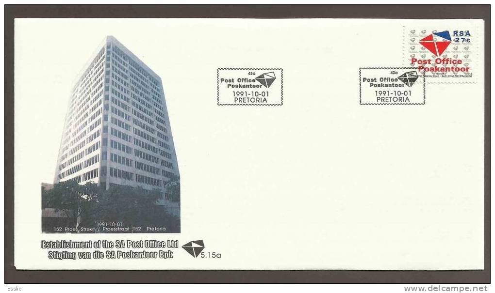 South Africa FDC 5.15a And 5.15b - 1991 Establishment Of SA Post Office Ltd And Telkom - FDC