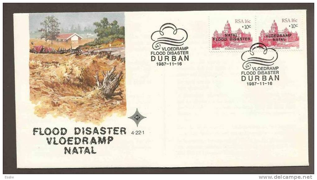 South Africa FDC 4.22.1 1988 - Natal Flood Disaster 2 Covers - FDC