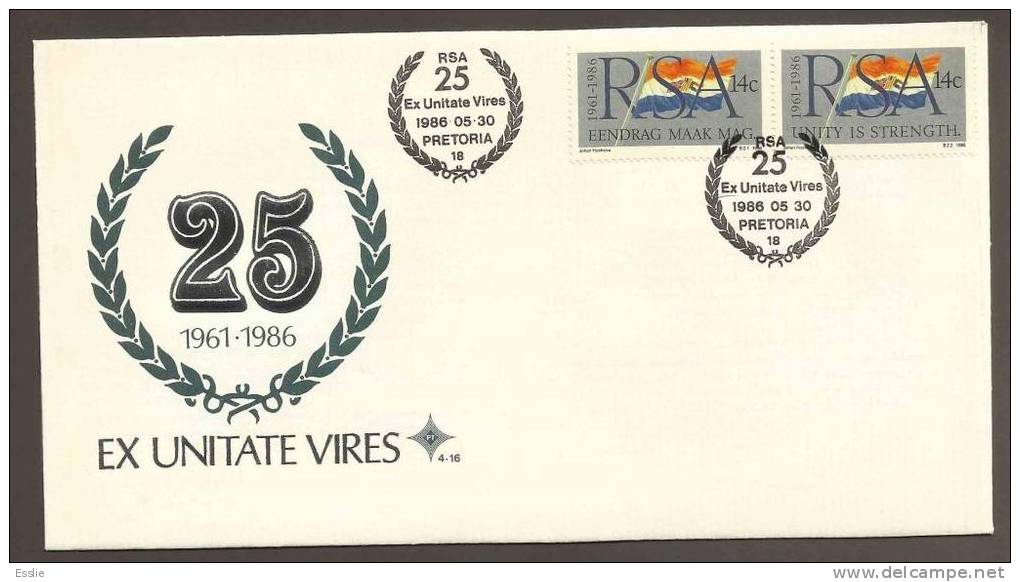 South Africa FDC -1986 - 25th Anniversary Of RSA, Flag - FDC