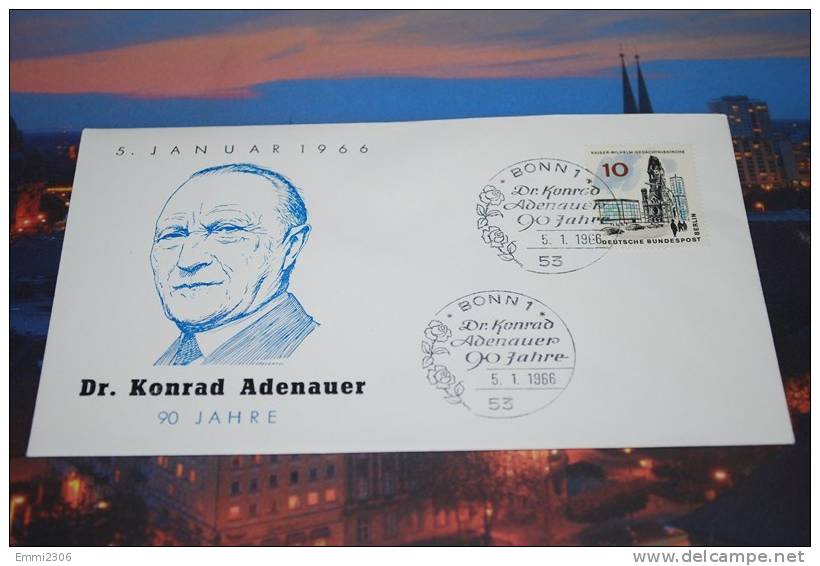 Berlin  1965   Mi.254  /  Stempel  Konrad Adenauer 90 Jahre    5.1.1966  ( 3 ) - Maschinenstempel (EMA)