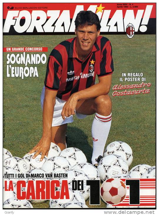 CALCIO FORZA MILAN MARCO VAN BASTEN 101 GOALS MALDINI COSTACURTA 1992 - Deportes