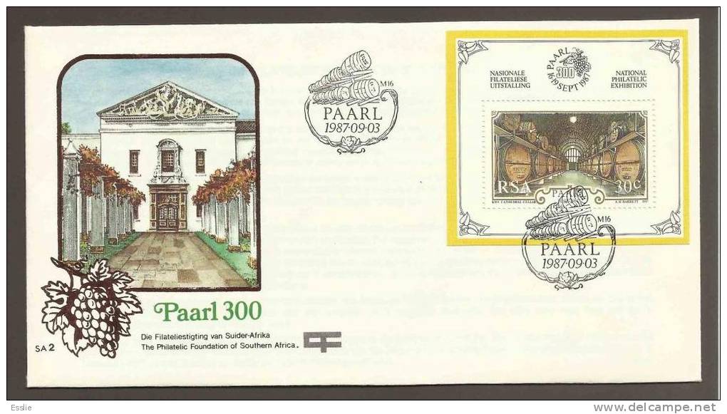 South Africa Foundation FDC RSA 2 - 1987 300th Anniversary Of Paarl - Miniature Sheet - Briefe U. Dokumente