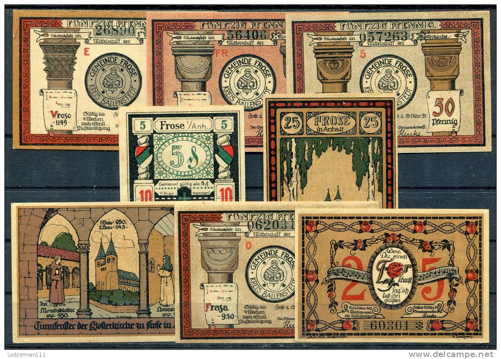 FROSE 1921 - 8 Notgeld (7 Types) - [11] Emissions Locales