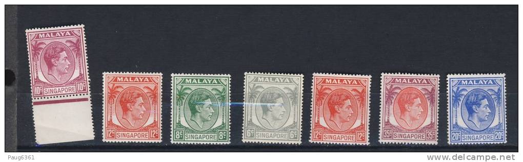 SINGAPORE  LOT GEORGES VI  NEUF MNH**/MLH* - Singapore (...-1959)