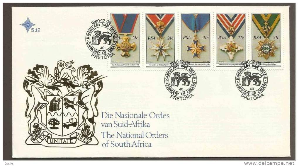 South Africa FDC -1990 - National Orders - Military Decorations - Medals - Lettres & Documents