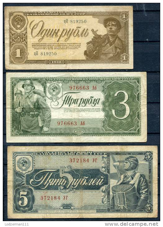 RUSSIA 1938 - 1-5 R (Pick 213-215) - Russie