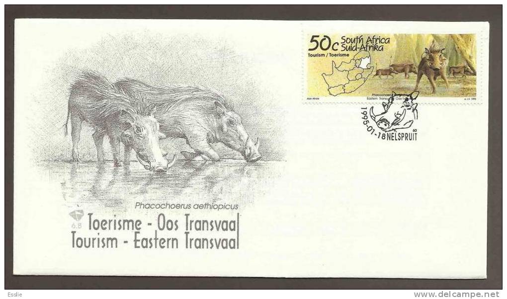 South Africa Various FDC 1995 Tourism All 9 Rhino, Elephant, Bush Pigs