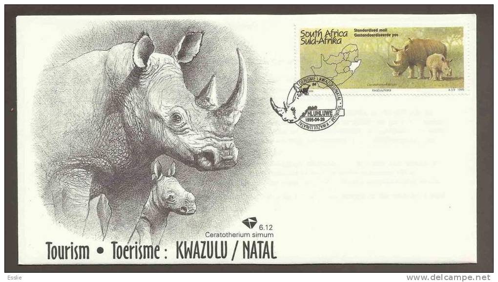 South Africa Various FDC 1995 Tourism All 9 Rhino, Elephant, Bush Pigs