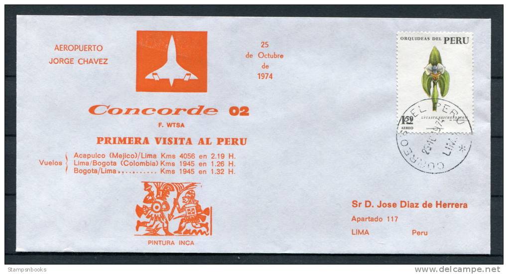 1974 Peru Concorde 2 Aircraft Flight Cover - Concorde