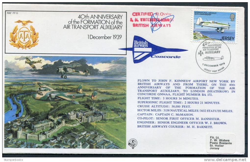 1979 British Airways Jersey RAF Concorde Flight Cover - SIGNED Whitchurch-Bennett - Concorde