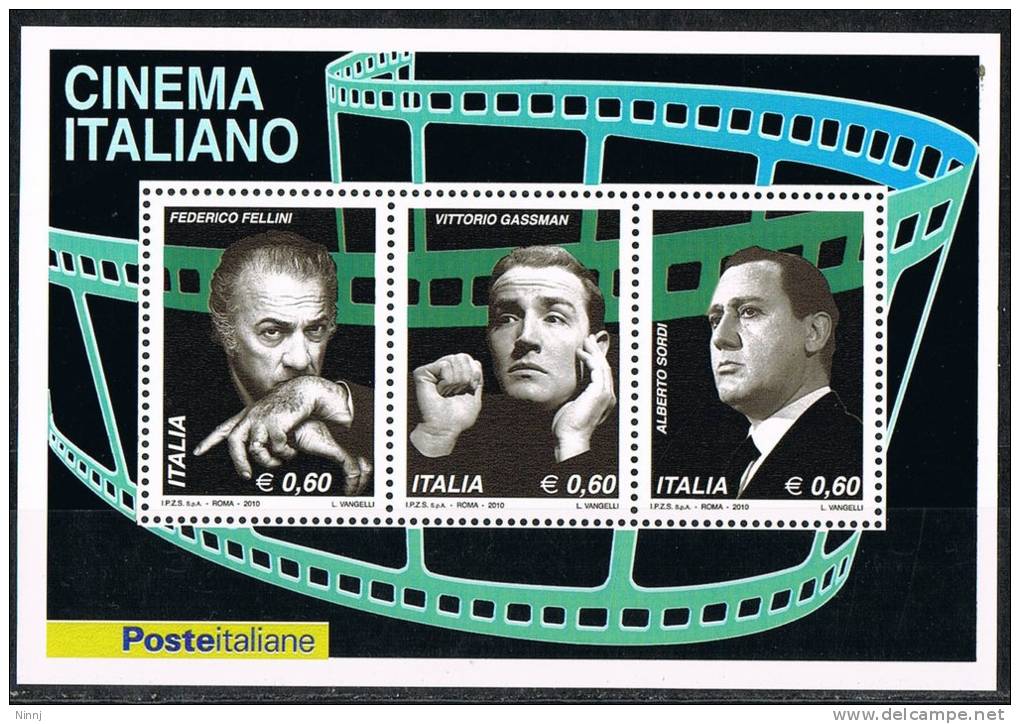 Italia 2010 Foglietto Cinema Italiano 3 X €.0,60 Nuovo**integro - Blocks & Sheetlets