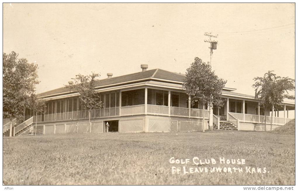 Fort Leavenworth KS Golf Club House Old Real Photo Postcard - Andere & Zonder Classificatie