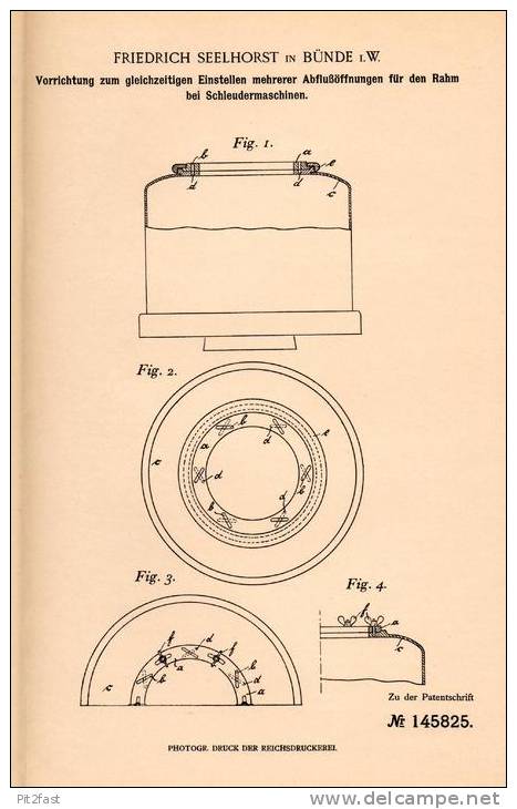 Original Patentschrift - F. Seelhorst In Bünde I.W., 1902 , Einsteller Für Rahm Bei Schleudermaschinen !!! - Historische Dokumente