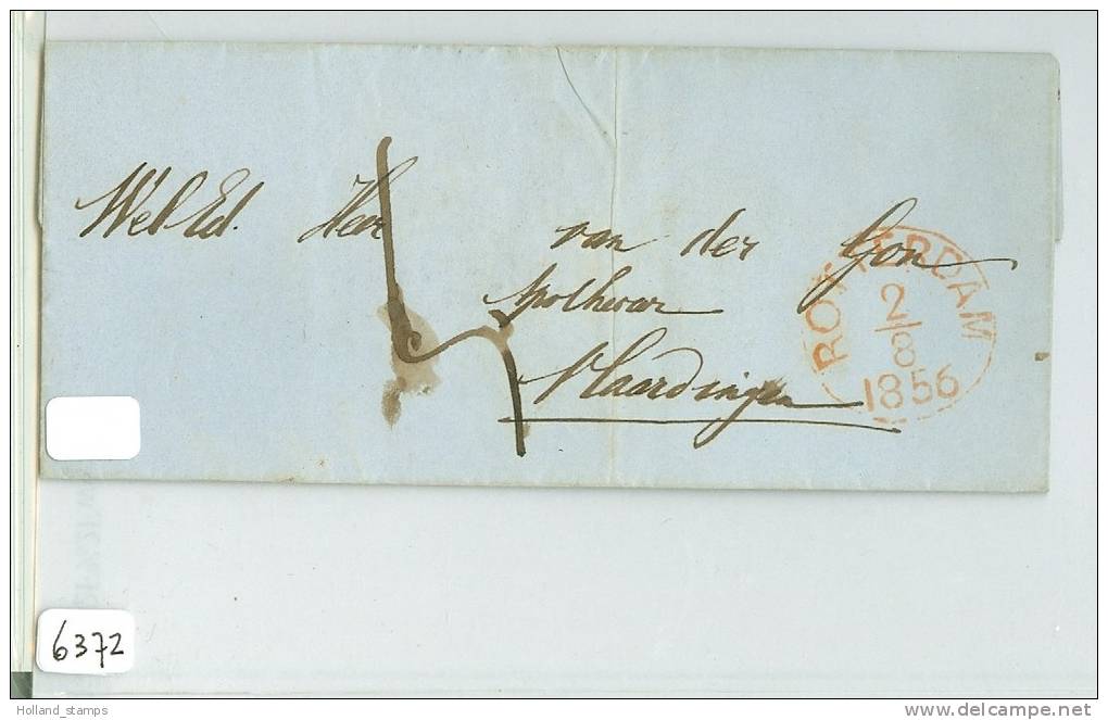 BRIEFOMSLAG * VOORLOPER Uit 1856 Van ROTTERDAM Naar VLAARDINGEN (6372) - Storia Postale