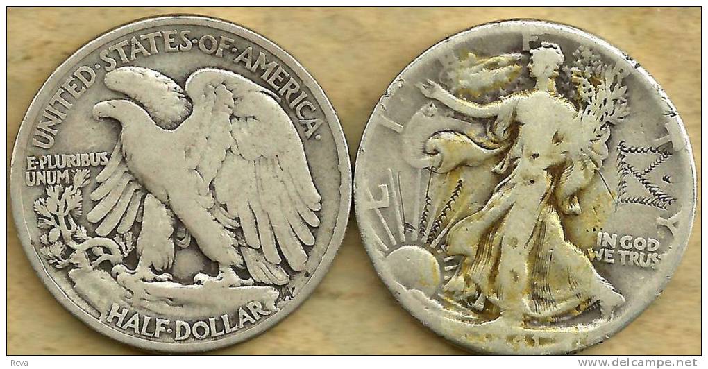 UNITED STATES USA 1/2 DOLLAR WALKING LIBERTY FRONT EAGLE BIRD BACK 1941 AG SILVER KM142? READ DESCRIPTION!! - 1916-1947: Liberty Walking (Liberté Marchant)