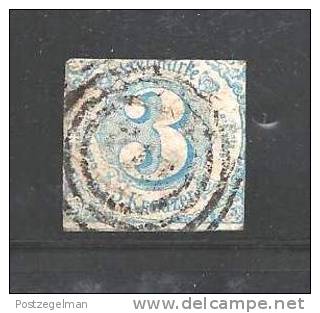 GERMANY -THURN &TAXIS 1859 Used  Stamp 3 Kreuzer Lmedium  Blue Nr. 21 - Used