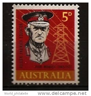 Austalie Australia 1965 N° 313 ** Général, Portrait, John Monash, Electricité, Lignes Haute Tension - Neufs