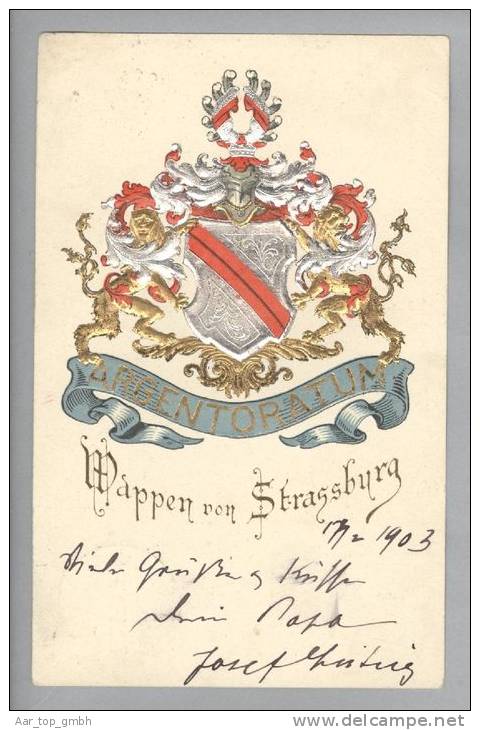 Motiv Heraldik Wappen Strassburg 1909-02-17 Prägelitho Felix Luib - Genealogy