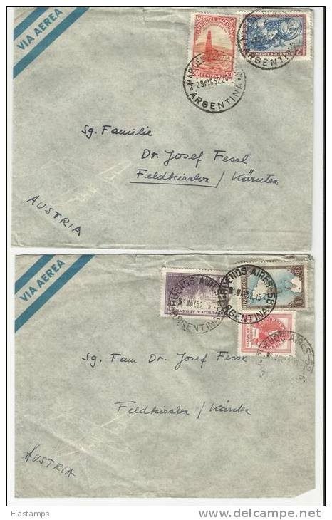 =Argentina  1952 2*brief Nach Austria - Covers & Documents