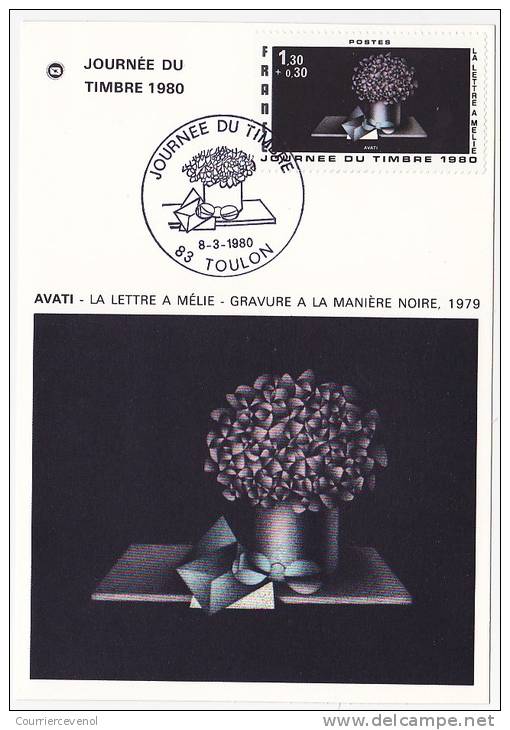 FRANCE => Carte Fédérale - 1,30 + 0,30 - La Lettre Amelie - Journée Du Timbre - Toulon - 1980 - Tag Der Briefmarke