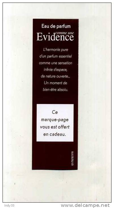 - MARQUE PAGE PARFUME . EAU DE PARFUM EVIDENCE . - Publicidad (gacetas)