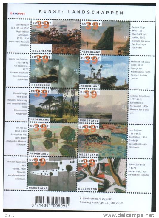 Olanda Pays-Bas Nederland  2002 Foglietto Arte Paesaggi(Art Landscapes)  10v Se Tenant ** MNH - Ungebraucht