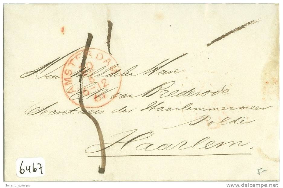 BRIEFOMSLAG * Uit 1861 Van AMSTERDAM Naar HAARLEM (6467) - Storia Postale