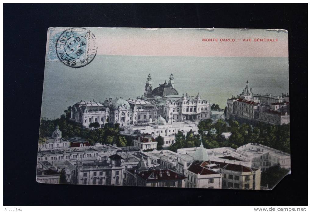 Sur Carte Postale Monte-Carlo 1908 ( Cachet à Date Nice) + Cachet Militaire Batterie Alpine De La Région Pour Marseille - Cachets Militaires A Partir De 1900 (hors Guerres)