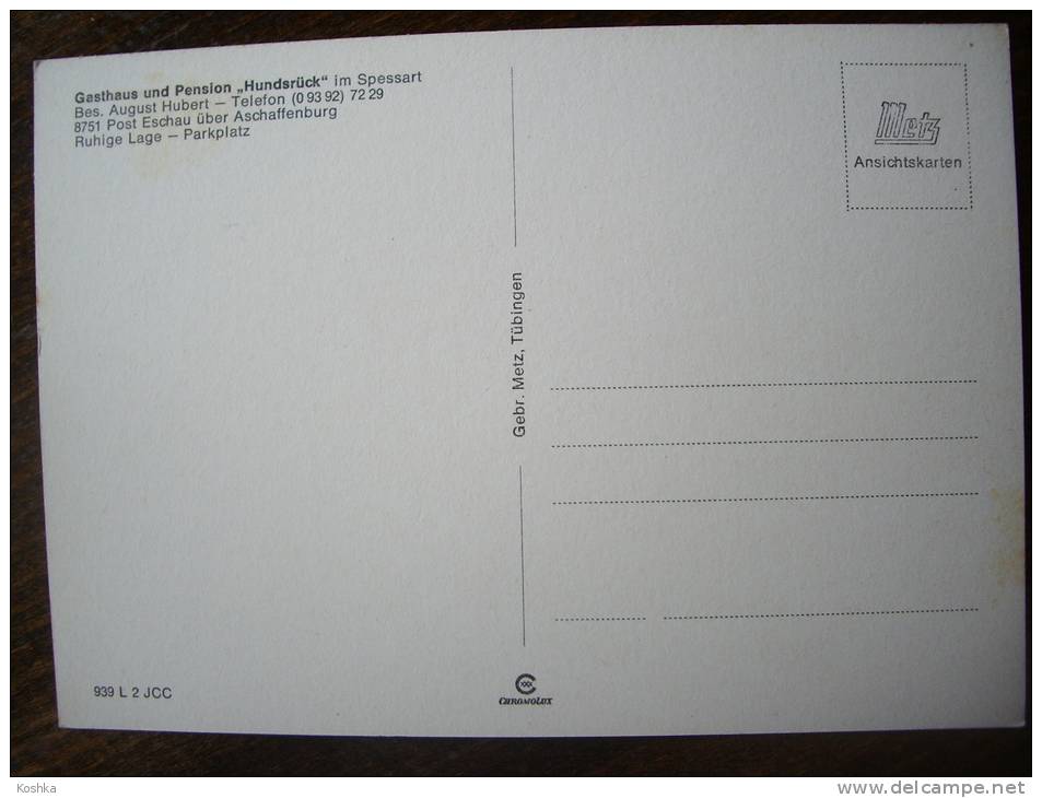 SPESSART - Hof Hundsrück - +/- 1970 - Gebr Metz - Lot 201 - Aschaffenburg