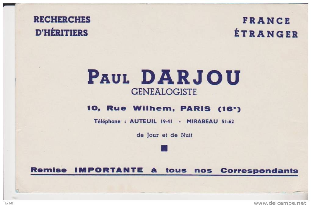 Buvard Paul Darjou Genealogiste - D