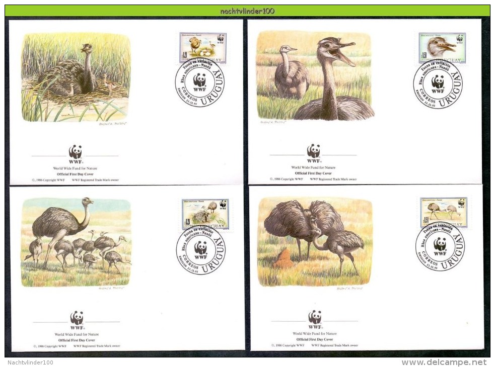 Msc156fb WWF FAUNA VOGELS BIRDS NANDU VÖGEL AVES OISEAUX URUGUAY 1993 FDC´s - FDC