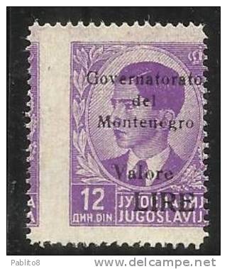 MONTENEGRO 1942 SOPRASTAMPA NERA BLACK OVERPRINTED LIRE 12 D MNH VARIETA´ VARIETY - Montenegro