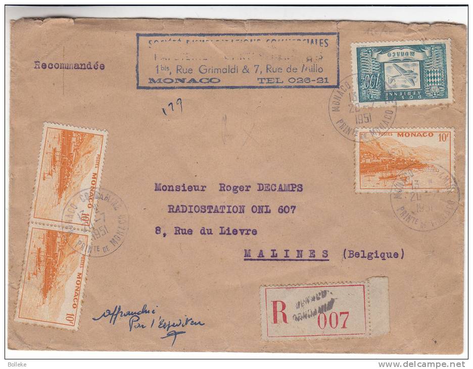 Monaco - Lettre Recommandée De 1951 ° - Briefe U. Dokumente