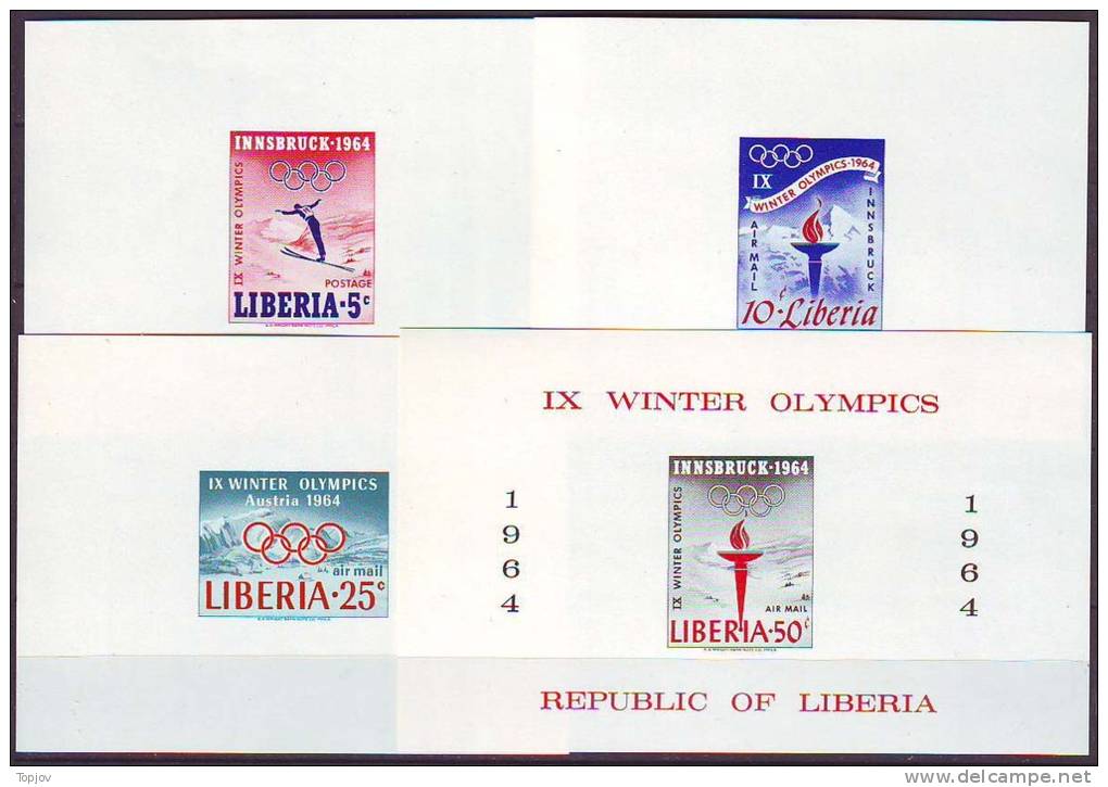 LIBERIA  -  OLYMPIC GAMES  INNSBRUCK - LUX  MS -  **MNH - 1964 - TIRAGE 2500 - Hiver 1964: Innsbruck