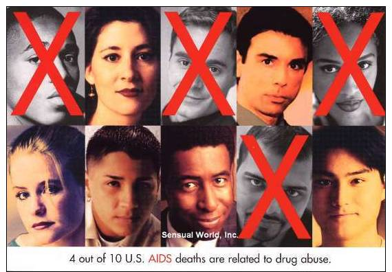 HIV AIDS & Drug Abuse Postcard Awareness Prevention Protection Campaign - 14121 - Health