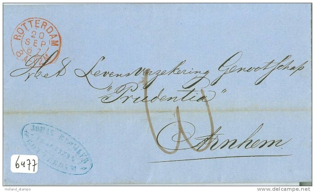 KOMPLEET HANDGESCHREVEN BRIEF * Uit 1867 Van ROTTERDAM Naar  ARNHEM  (6477) - Lettres & Documents