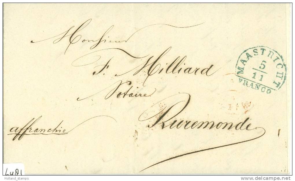 KOMPLEET HANDGESCHREVEN BRIEF * Uit 1850 Uit MAASTRICHT Naar RUREMONDE ROERMOND * PORTO 10 CENT (6481) - ...-1852 Vorläufer