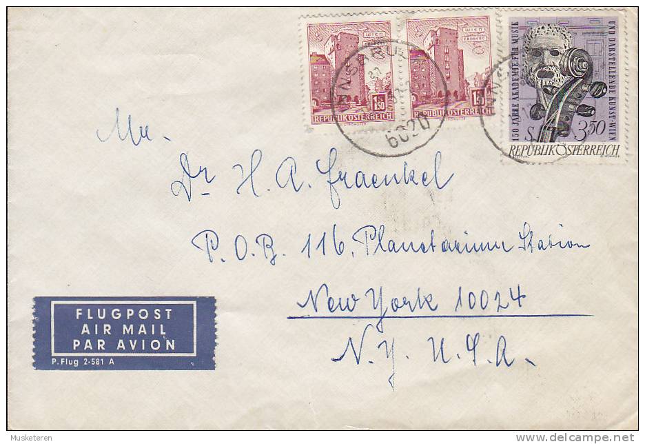 ## Austria Flugpost Airmail Par Avion P.Flug 2-581 A Label INNSBRUCK 1967 Cover Brief To NEW YORK United States USA - Autres & Non Classés